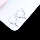 925 Silver Women Drop Earrings CZ Pearl or Round Bead Semi Mount Earrings