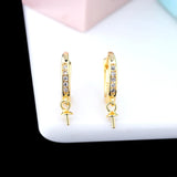 925 Silver Women Drop Earrings CZ Pearl or Round Bead Semi Mount Earrings