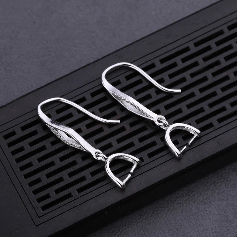 925 Silver Drop Earrings CZ Semi Mount for Women