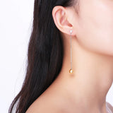 925 Sterling Silver Women Drop Earrings Long Chain Fine Pear Pendant Dangle