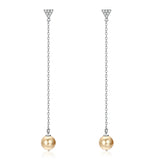 925 Sterling Silver Women Drop Earrings Long Chain Fine Pear Pendant Dangle