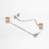 925 Sterling Silver Women Drop Earrings Long Chain Fine Pear Pendant Dangle