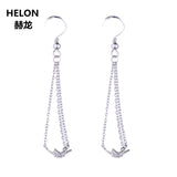 925 Silver Women Drop Earrings CZ Pearl or Round Bead Semi Mount