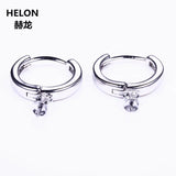 925 Silver Women Earrings 6-13mm Pearl/Round Bead Semi Mount Jewelry DIY Stone