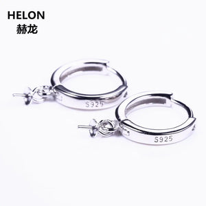 925 Silver Women Earrings 6-13mm Pearl/Round Bead Semi Mount Jewelry DIY Stone