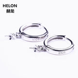 925 Silver Women Earrings 6-13mm Pearl/Round Bead Semi Mount Jewelry DIY Stone