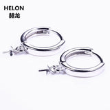 925 Silver Women Earrings 6-13mm Pearl/Round Bead Semi Mount Jewelry DIY Stone