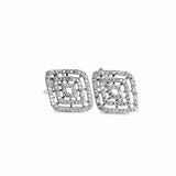 925 Silver Earrings Clear CZ Geometric Studs Women Girls