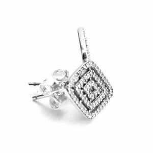 925 Silver Earrings Clear CZ Geometric Studs Women Girls