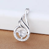 925 Silver Wedding Pendant Setting Crystal 6-9mm Pearl Round Bead Semi Mount DIY
