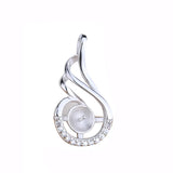 925 Silver Wedding Pendant Setting Crystal 6-9mm Pearl Round Bead Semi Mount DIY