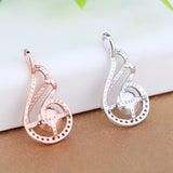 925 Silver Wedding Pendant Setting Crystal 6-9mm Pearl Round Bead Semi Mount DIY