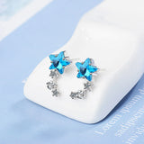925 Silver High Star Crystal Mini Earrings Girl Jewelry Christmas