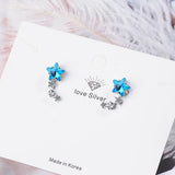 925 Silver High Star Crystal Mini Earrings Girl Jewelry Christmas