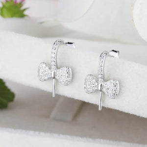 925 Sterling Silver CZ Semi Mount Drop Earrings DIY Stone