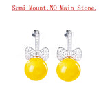 925 Sterling Silver CZ Semi Mount Drop Earrings DIY Stone