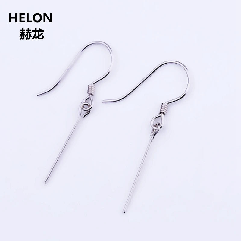 925 Silver Women Hoop Earrings Semi Mount for Amber Turquoise Setting