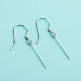 925 Silver Women Hoop Earrings Semi Mount for Amber Turquoise Setting