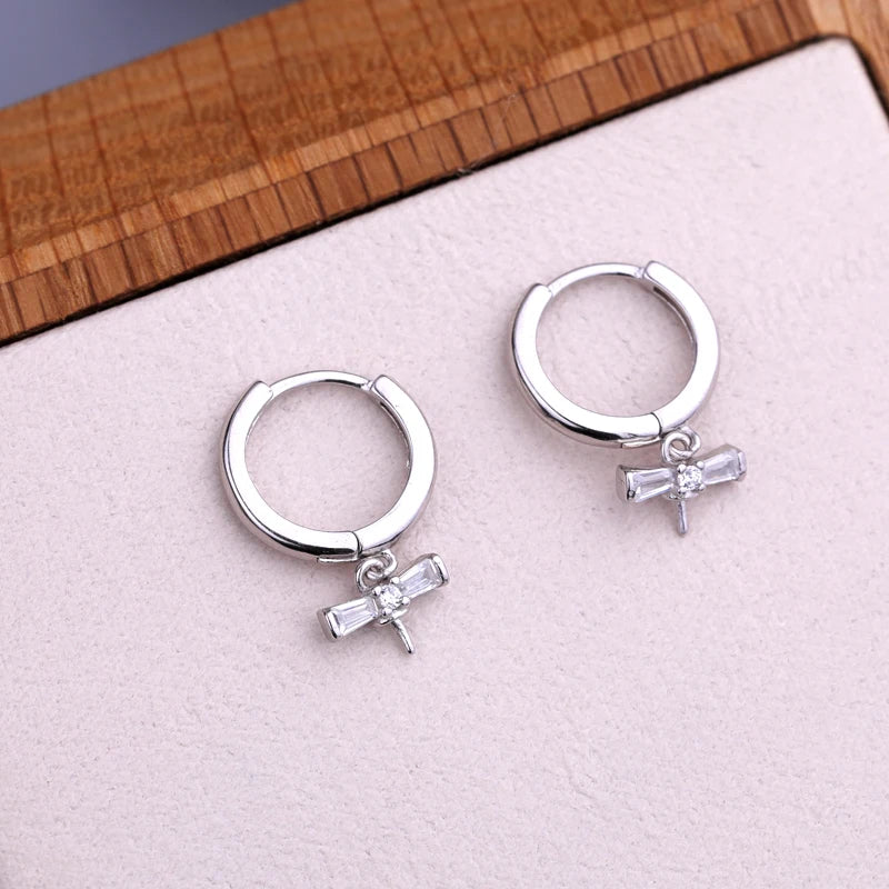 925 Silver Hoop Earrings CZ Pearl Bead Semi Mount