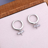 925 Silver Hoop Earrings CZ Pearl Bead Semi Mount