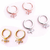 925 Silver Hoop Earrings CZ Pearl Bead Semi Mount