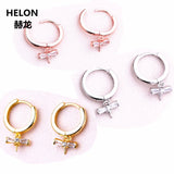925 Silver Hoop Earrings CZ Pearl Bead Semi Mount