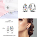 925 Silver Heart Star Moon Hoop Earrings Pave CZ Gift