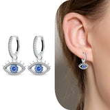 925 Silver Women Hoop Earrings Pave CZ Evil Eyes Star Zircon Wedding Earring