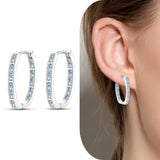 925 Silver Women Hoop Earrings Pave CZ Evil Eyes Star Zircon Wedding Earring