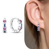 925 Silver Women Hoop Earrings Pave CZ Evil Eyes Star Zircon Wedding Earring
