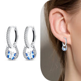 925 Silver Women Hoop Earrings Pave CZ Evil Eyes Star Zircon Wedding Earring