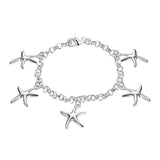 925 Silver Five Starfish Bracelet Girl Accessories Gift