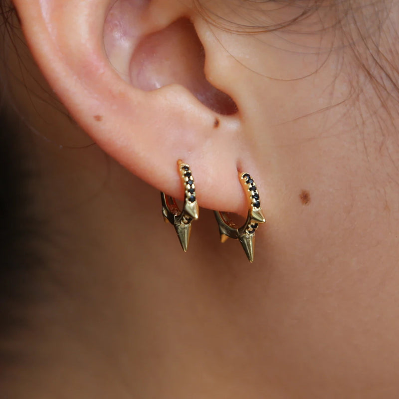 925 Silver Gothic Circle Cz Hoops Earring