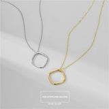 925 Silver Women Necklace Square Pendant Bridal Wedding Jewelry Gift