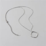 925 Silver Women Necklace Square Pendant Bridal Wedding Jewelry Gift