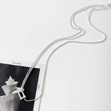 925 Silver Necklace with Carabiner Snap Hook Horseshoe Charm