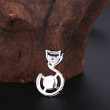 925 Silver Women Pendant Round Bead Semi Mount Pendant Fox Setting