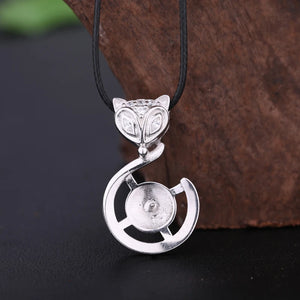 925 Silver Women Pendant Round Bead Semi Mount Pendant Fox Setting