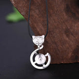925 Silver Women Pendant Round Bead Semi Mount Pendant Fox Setting