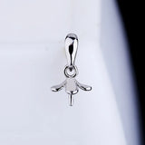 925 Silver Women Pendant Semi Mount Setting for 7-10mm Pearl Bead