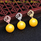 925 Silver Women Pendant 8-13mm Pearl or Round Bead Semi Mount Pendant Setting