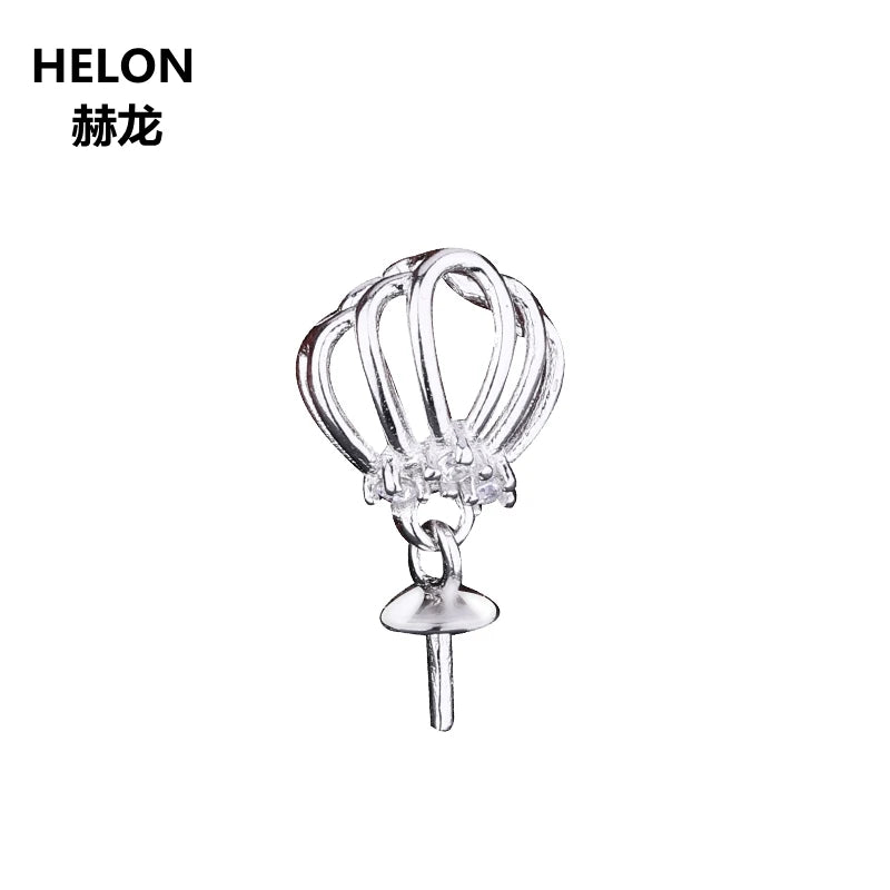 925 Silver Women Pendant 8-13mm Pearl or Round Bead Semi Mount Pendant Setting