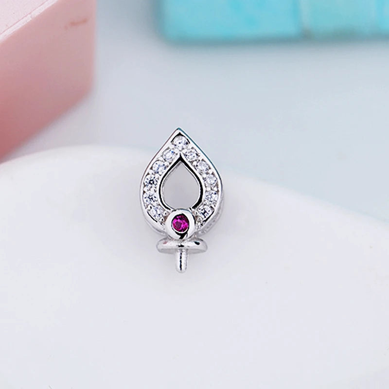 925 Silver Women Pendant 8-15mm Pearl Semi Mount Pendant Setting