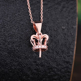 925 Silver Women Pendant Pearl Round Bead Semi Mount CZ Setting