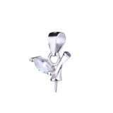 925 Silver Round Bead Pearl Gemstone Pendant Setting