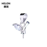 925 Silver Round Bead Pearl Gemstone Pendant Setting