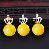 925 Silver Women Pendant Clasp 8-15mm Pearl Round Bead Semi Mount Pendant
