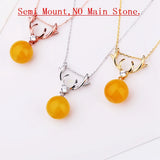 925 Silver Women Pendant Semi Mount 7-15mm Pearl Turquoise Setting