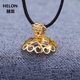 925 Silver Women Pendant for 15-22mm Pearl or Round Bead Semi Mount Yellow