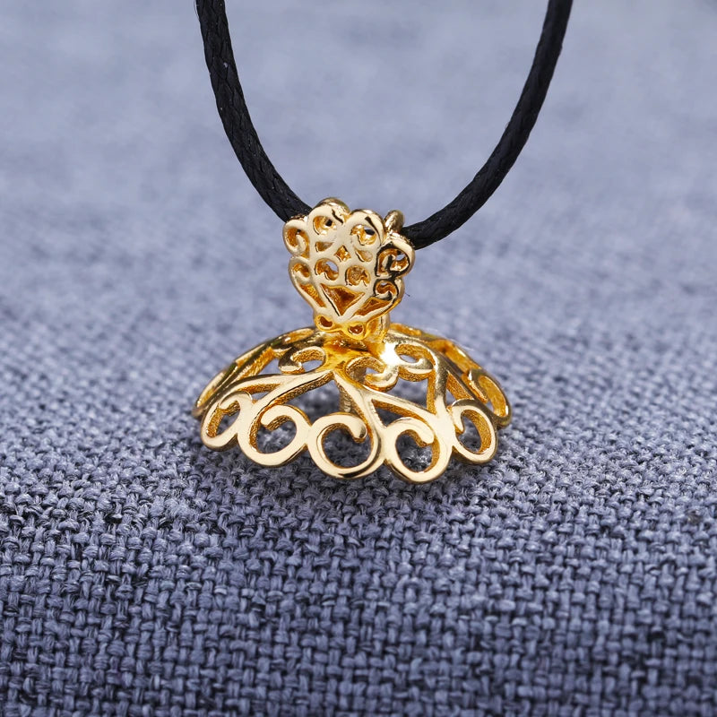 925 Silver Women Pendant for 15-22mm Pearl or Round Bead Semi Mount Yellow